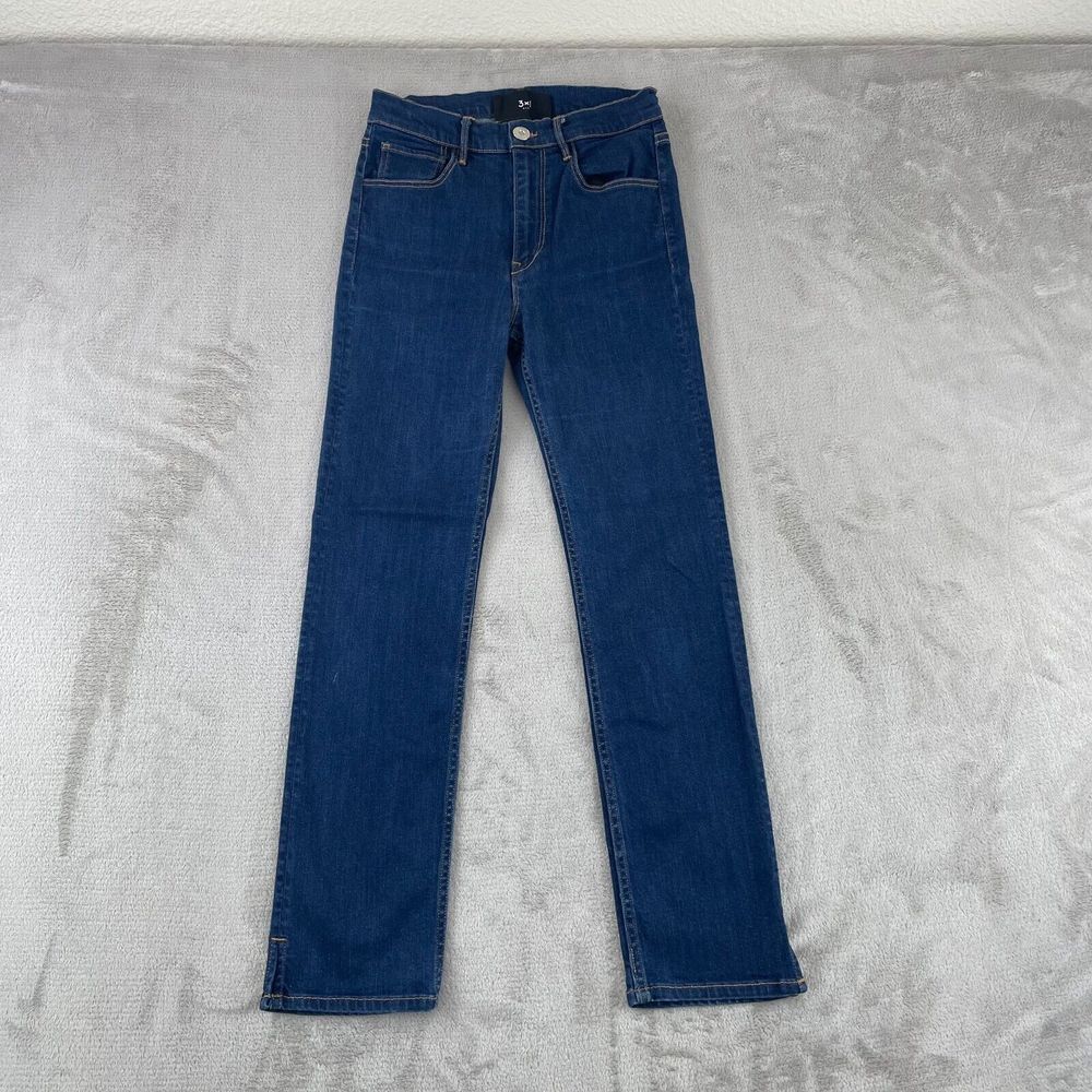 3x1 NYC Jeans Women 26 Blue Slim Fit Slit Hem Zip Fly 5 Pocket Stretch Desinger